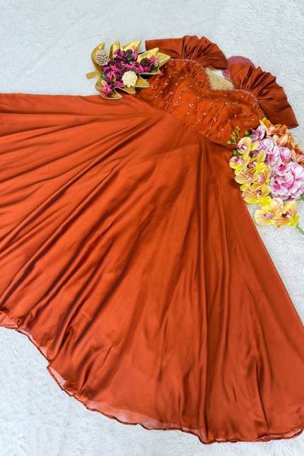 Festival Special Maggam Work Rangoli Silk Gown  SS510