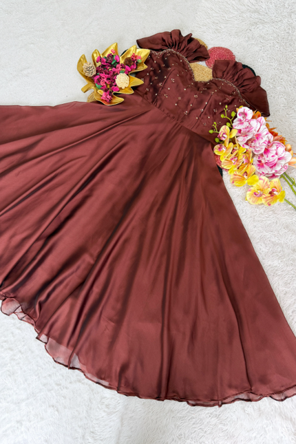 Festival Special Maggam Work Rangoli Silk Gown  SS510