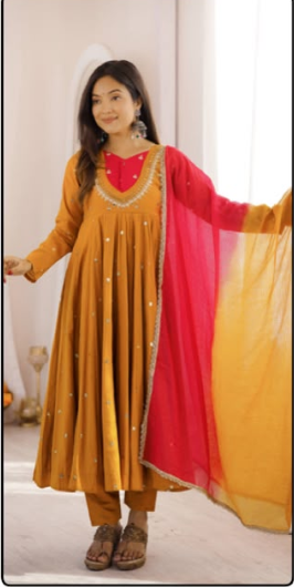 SS539 Real Mirror Designer Anarkali Three Piece Set