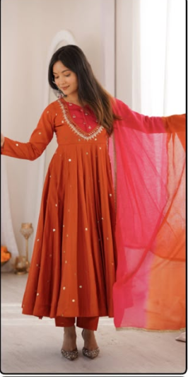 SS539 Real Mirror Designer Anarkali Three Piece Set