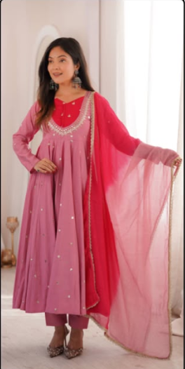 SS539 Real Mirror Designer Anarkali Three Piece Set