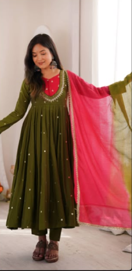 SS539 Real Mirror Designer Anarkali Three Piece Set