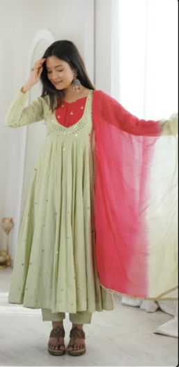 SS539 Real Mirror Designer Anarkali Three Piece Set
