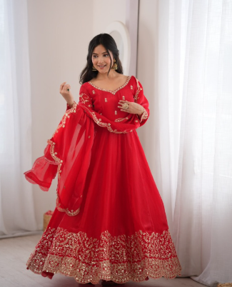 Embroidery Codding And Sequence Work Gown SS735