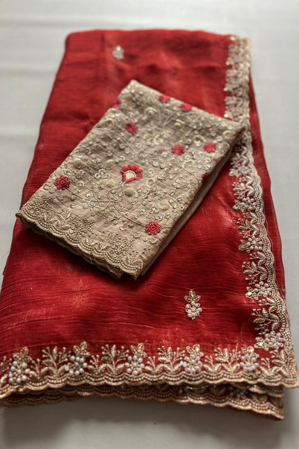 Crunchy chiffon crush silk saree SS561