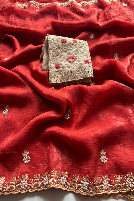 Crunchy chiffon crush silk saree SS561