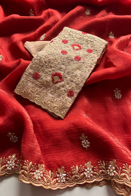 Crunchy chiffon crush silk saree SS561