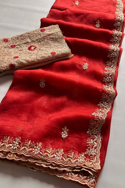 Crunchy chiffon crush silk saree SS561