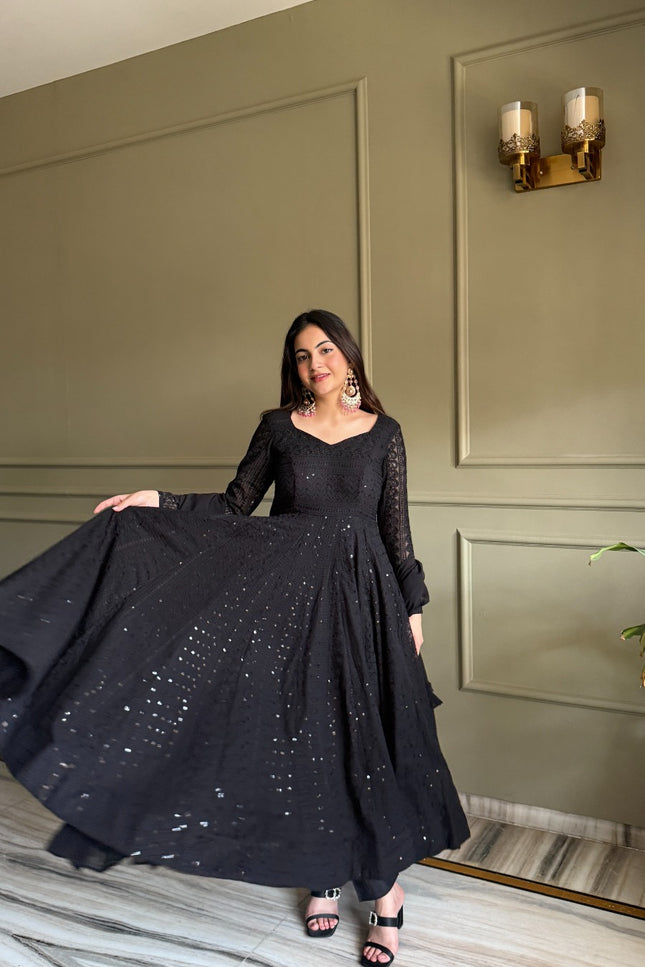 Classic Lukhnowi Georgette Anarkali Suit SS580