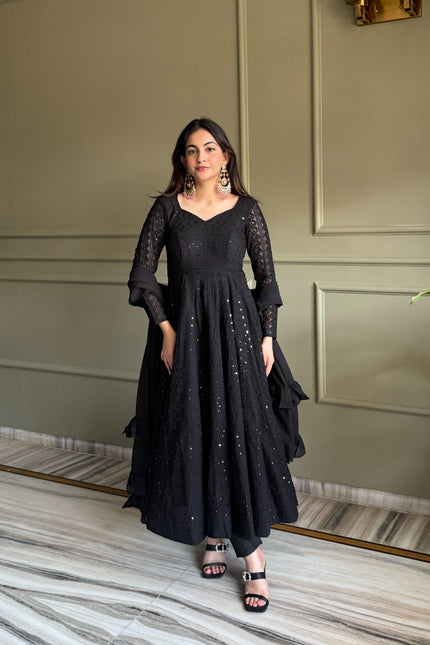Classic Lukhnowi Georgette Anarkali Suit SS580
