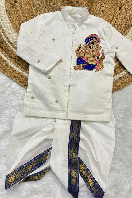 Soft Rawsilk kids kurtha & dothi SS575