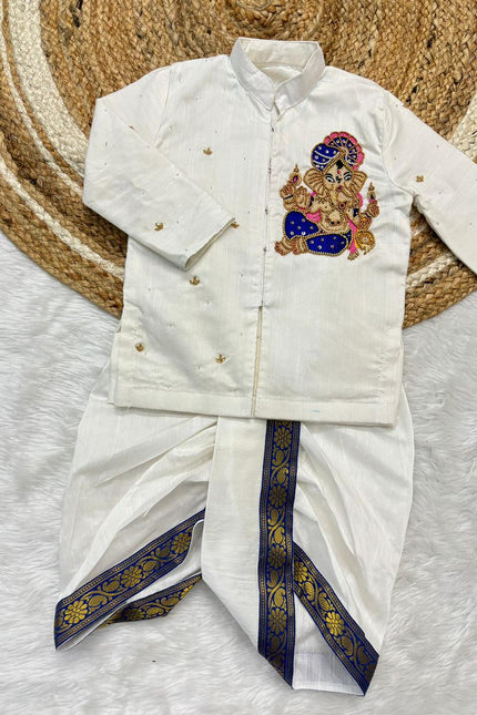 Soft Rawsilk kids kurtha & dothi SS575