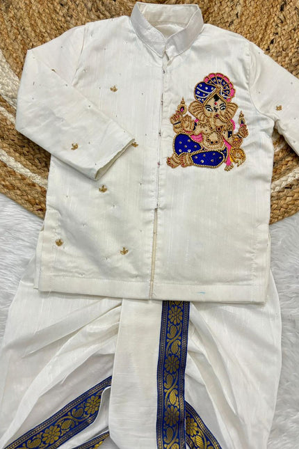 Soft Rawsilk kids kurtha & dothi SS575