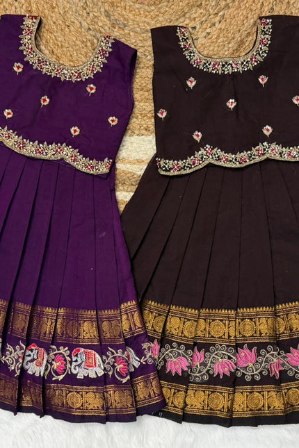 Pure cotton gap border design lehanga SS564