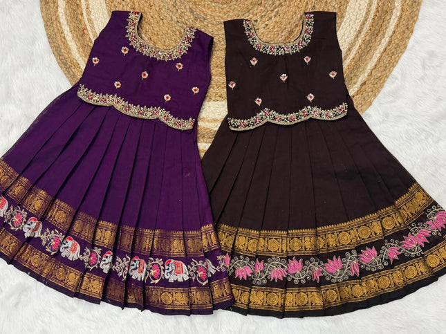 Pure cotton gap border design lehanga SS564