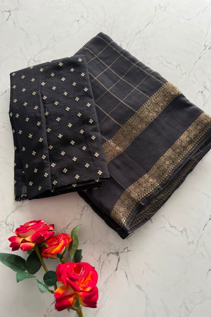 Pure Viscouse Georrgte Weaving Checks saree SS585