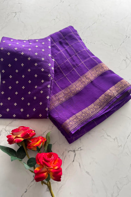 Pure Viscouse Georrgte Weaving Checks saree SS585