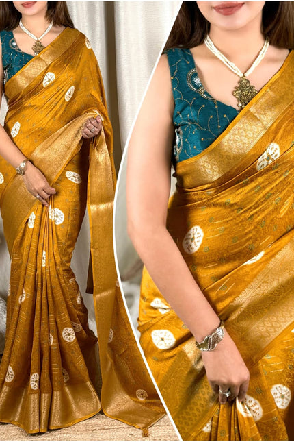 A perfect self weaved printed saree SS588