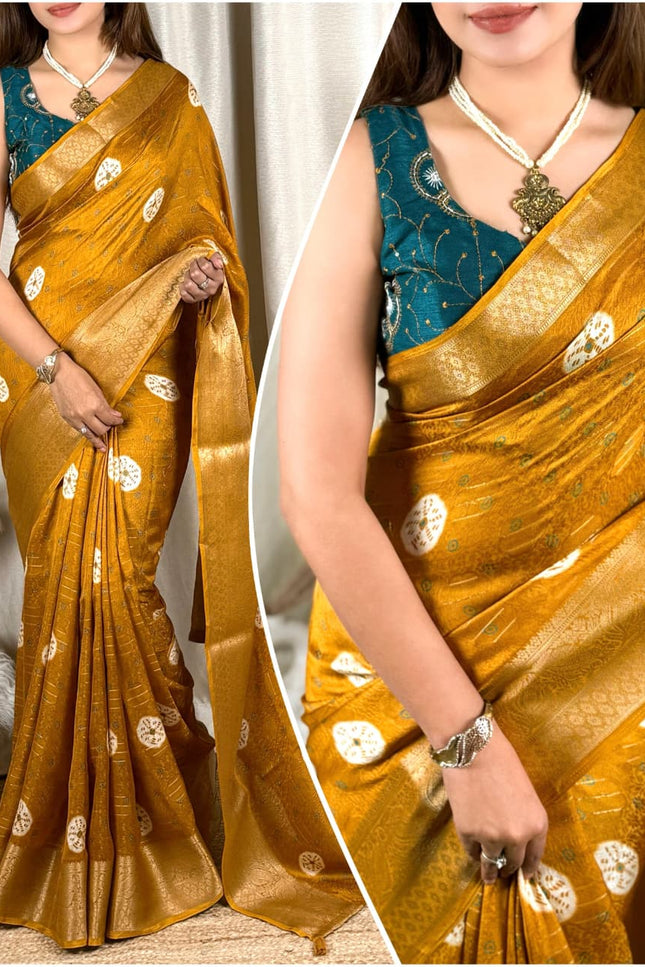 A perfect self weaved printed saree SS588
