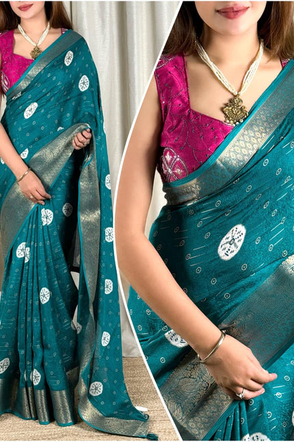 A perfect self weaved printed saree SS588