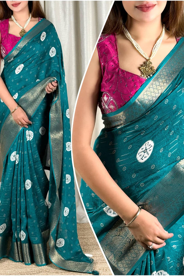 A perfect self weaved printed saree SS588