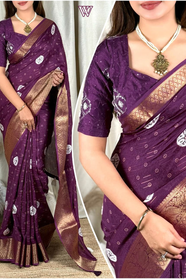 A perfect self weaved printed saree SS588