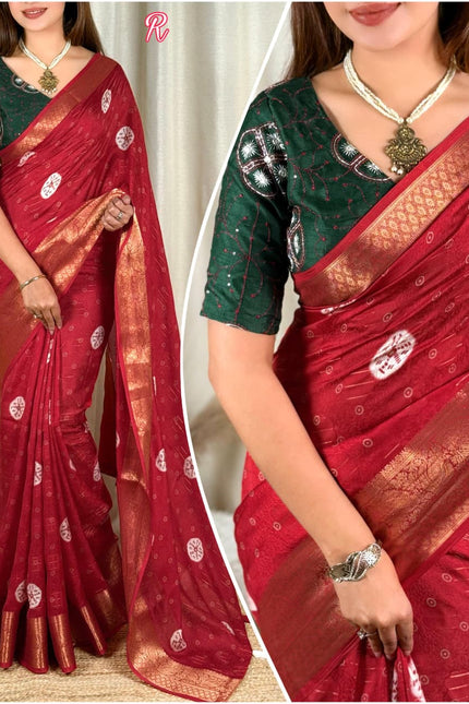 A perfect self weaved printed saree SS588