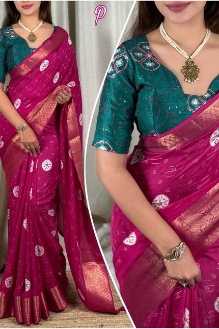 A perfect self weaved printed saree SS588