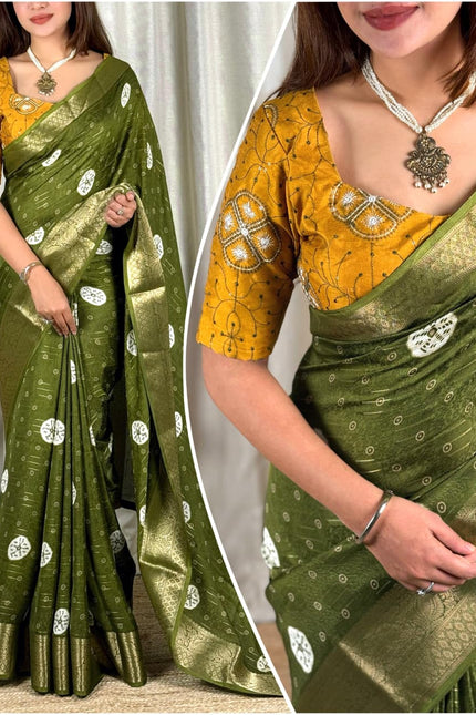 A perfect self weaved printed saree SS588