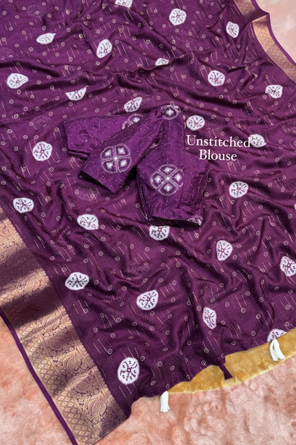 A perfect self weaved printed saree SS588
