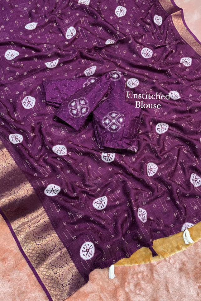 A perfect self weaved printed saree SS588