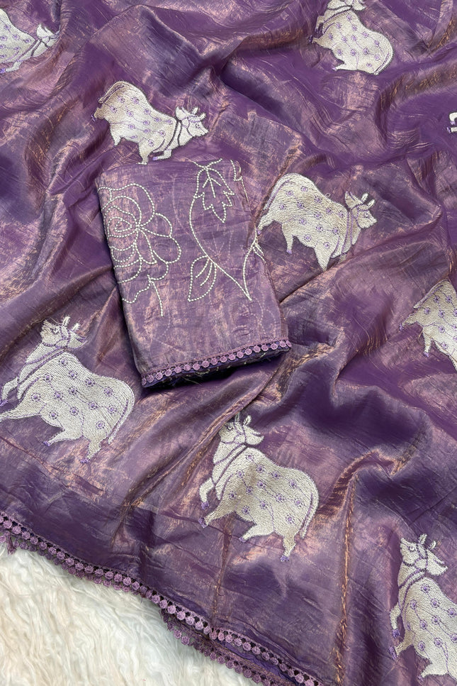 Cow Gold Crush Saree SS593