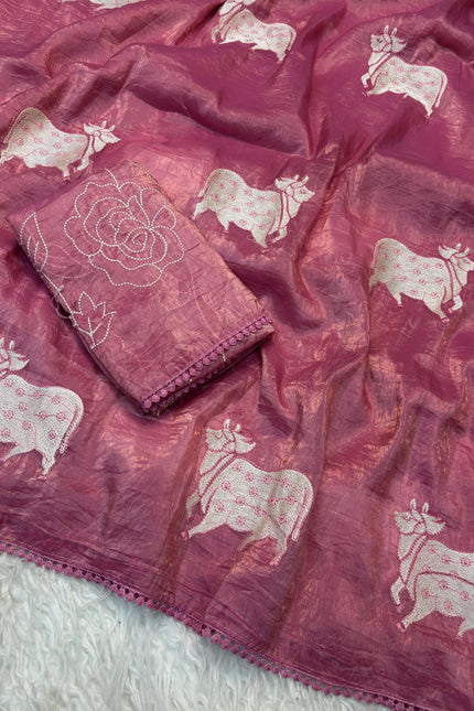Cow Gold Crush Saree SS593