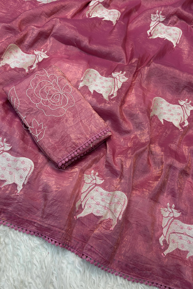 Cow Gold Crush Saree SS593