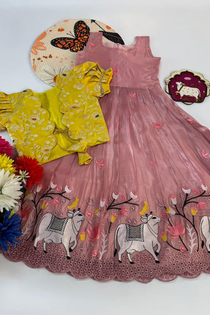 Soft Crush Pichwai kids gown SS592