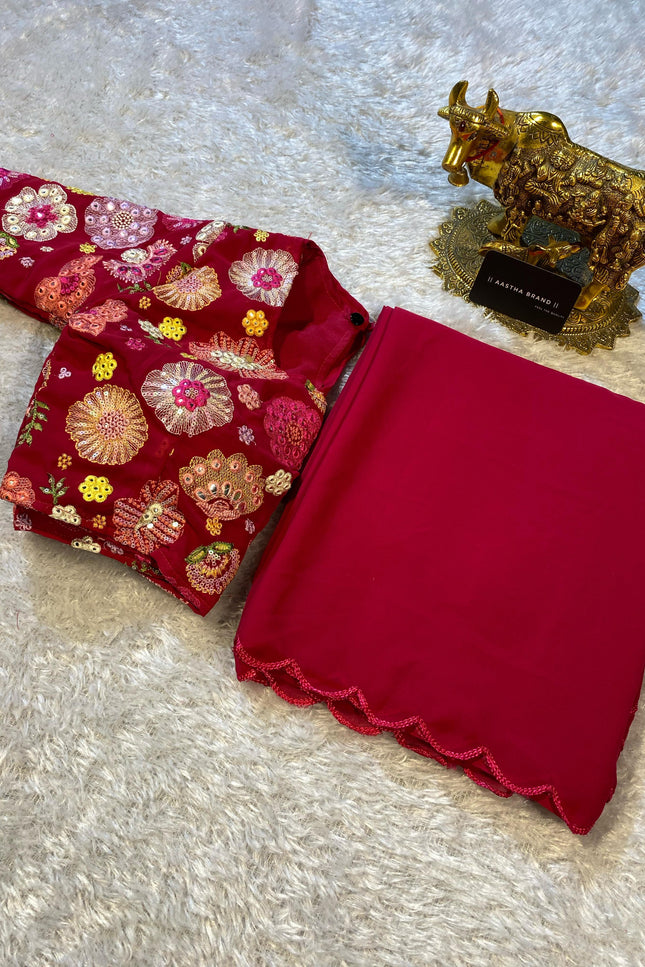 soft Georgette cutt work Archo saree SS600