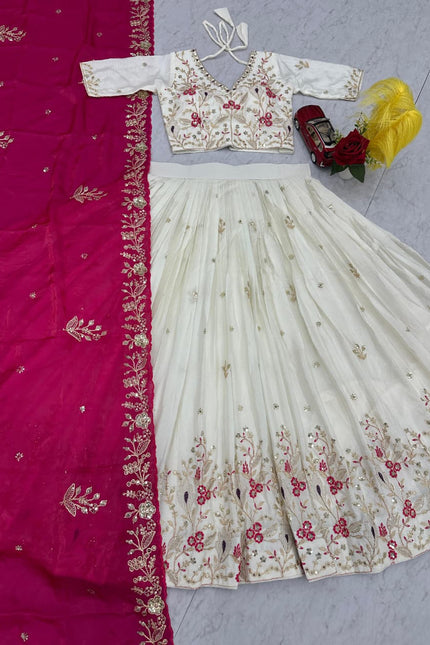 Embroidery Thread and Sequence Work lehanga SS624