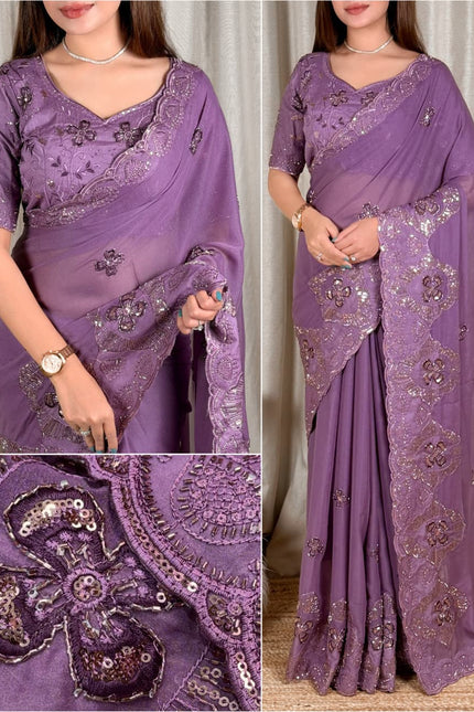 Grace meets glamour in this ethereal colored saree SS634