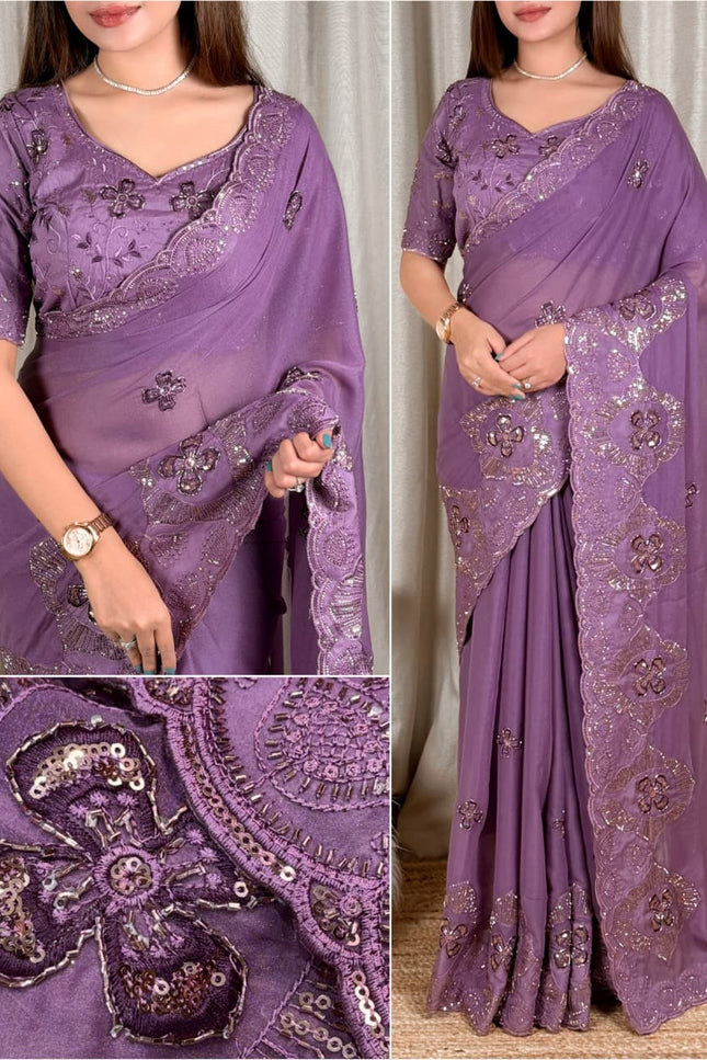 Grace meets glamour in this ethereal colored saree SS634