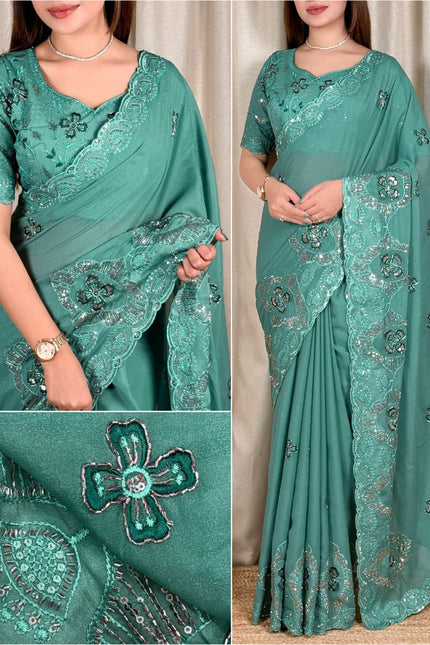 Grace meets glamour in this ethereal colored saree SS634