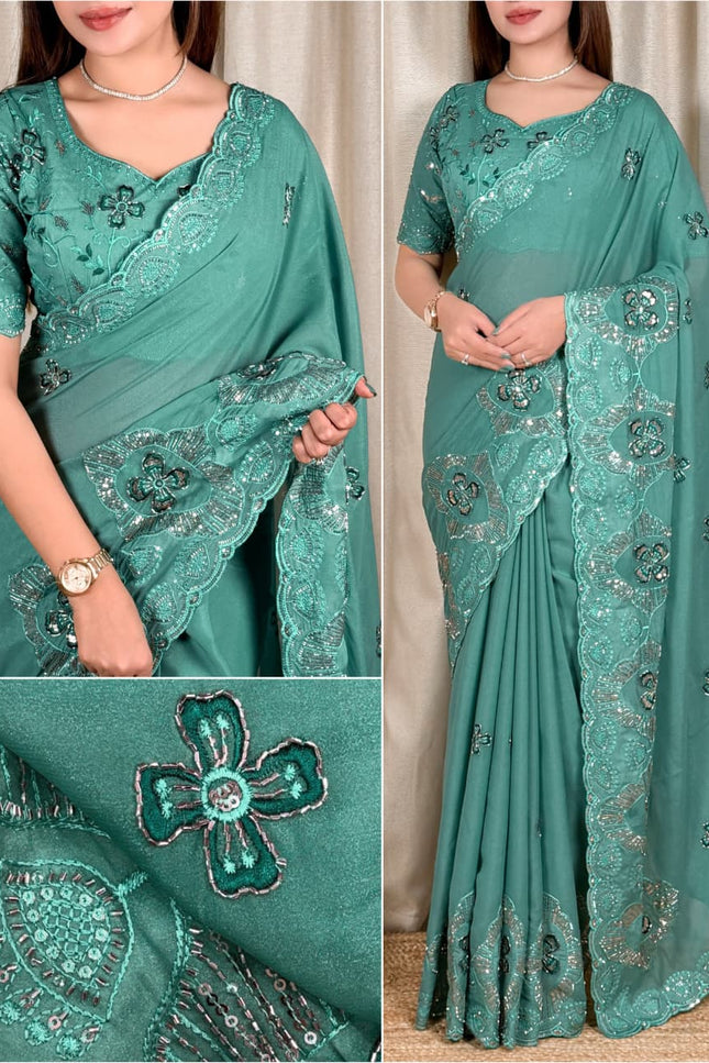 Grace meets glamour in this ethereal colored saree SS634