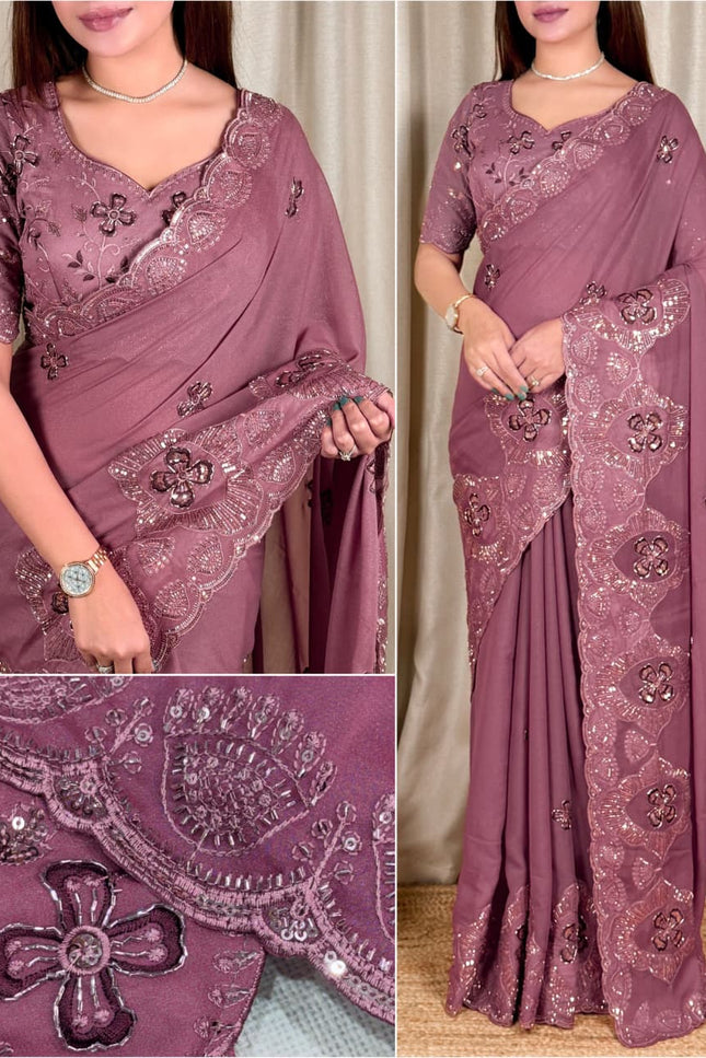 Grace meets glamour in this ethereal colored saree SS634