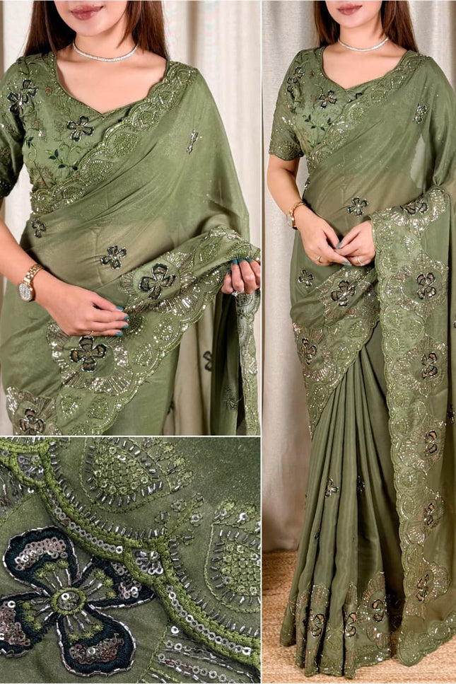 Grace meets glamour in this ethereal colored saree SS634