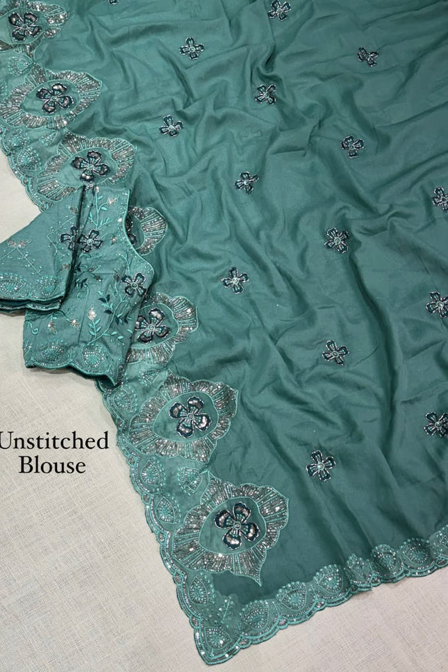 Grace meets glamour in this ethereal colored saree SS634