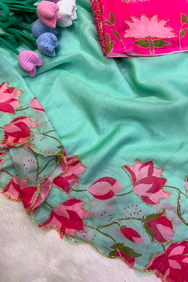 Soft Tebby silk with floral print saree SS635