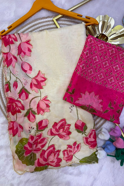 Soft Tebby silk with floral print saree SS635
