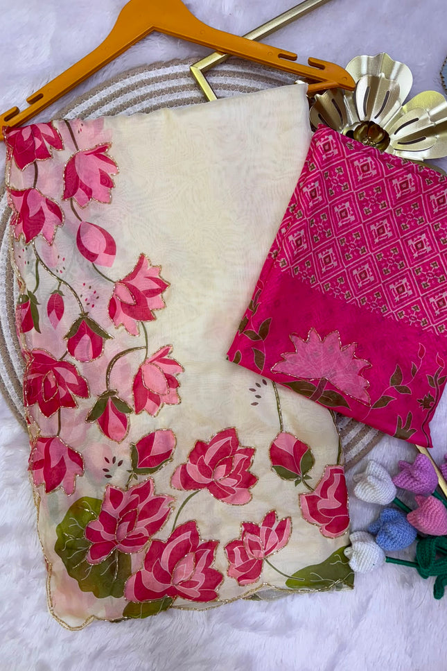 Soft Tebby silk with floral print saree SS635