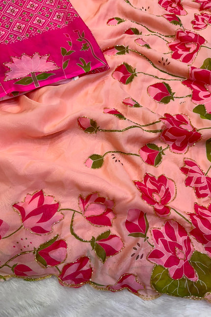 Soft Tebby silk with floral print saree SS635