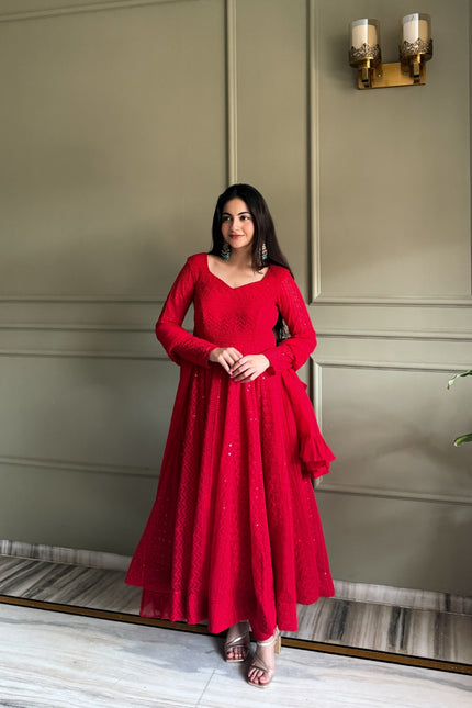 Classic Lukhnowi Georgette Anarkali SS657