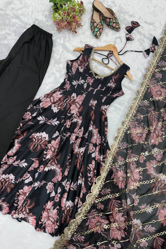 Floral Print Straight Kali Cut Anarkali  SS678